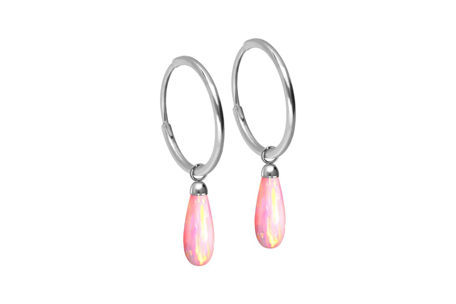 Titan Ohrclicker Creolen SYNTHETISCHER OPALTROPFEN von Piercingline